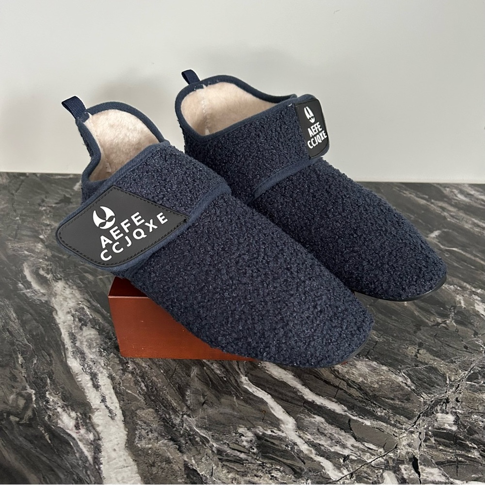 Navy Blue Fleece Slippers